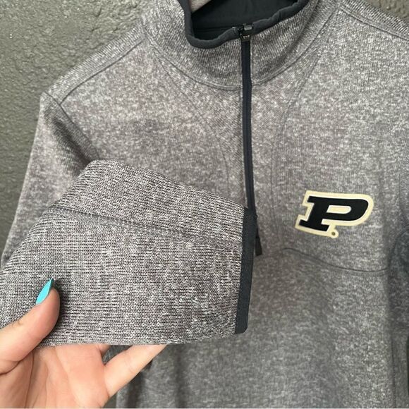ANTIGUA PURDUE BOILERMAKERS MENS GREY FORTUNE LONG SLEEVE 1/4 ZIP PULLOVER - Picture 5 of 12